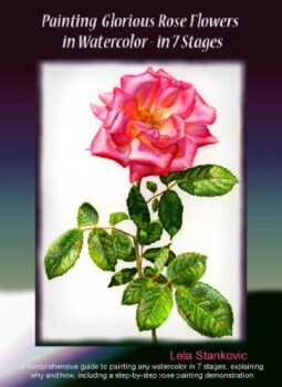 watercolor painting book for painting rose flowers by lela Stankovic