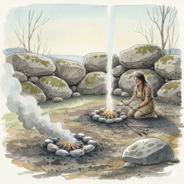 Ice Age woman tending fire