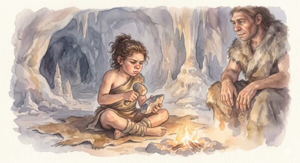 neanderthal-teaching-kid