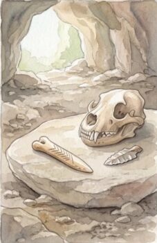 tone-tools-cave-bear-skull-germany