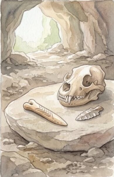 tone-tools-cave-bear-skull-germany