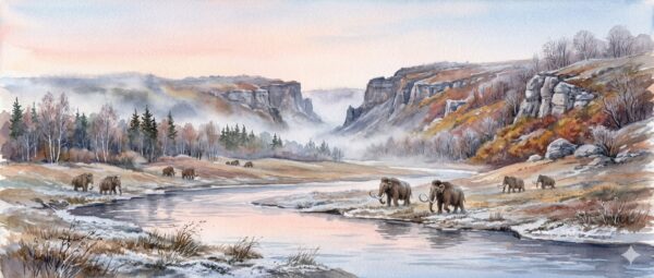 woolly mammoth Pleistocene steppe landscape